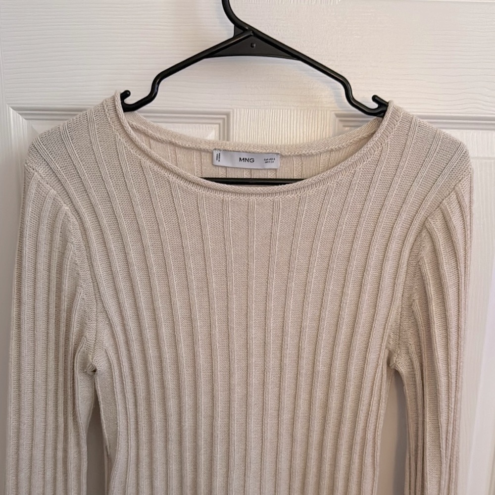 Mango Beige Ribbed Long Sleeve Top - Picture 3 of 4
